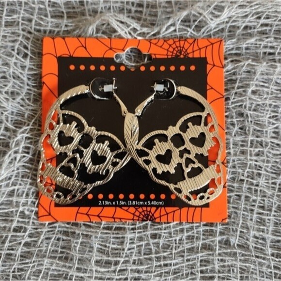 Halloween Women's Skull Hoop Earrings - Picture 3 of 4